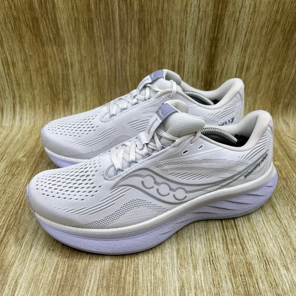 Saucony Ride 18 Running Shoes Womens Size 9 White Lilac Mesh Athletic S11001-245